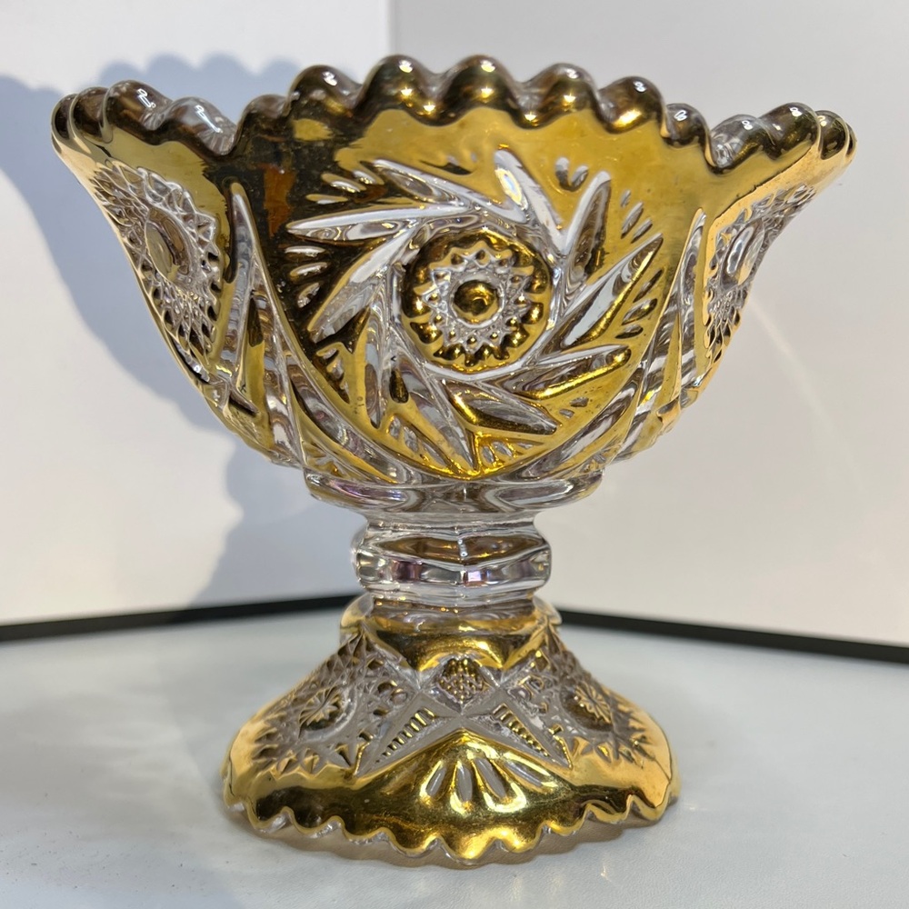 Antique EAPG Imperial Glass Company's compote dish pattern #555, “Whirling Star"